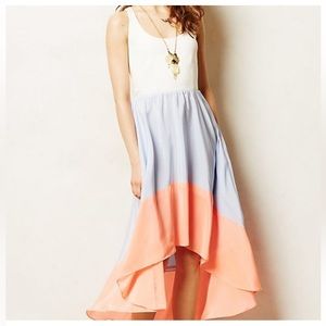 Anthropologie Hutch Capay colorblock high low dress in XS - white pink and blue